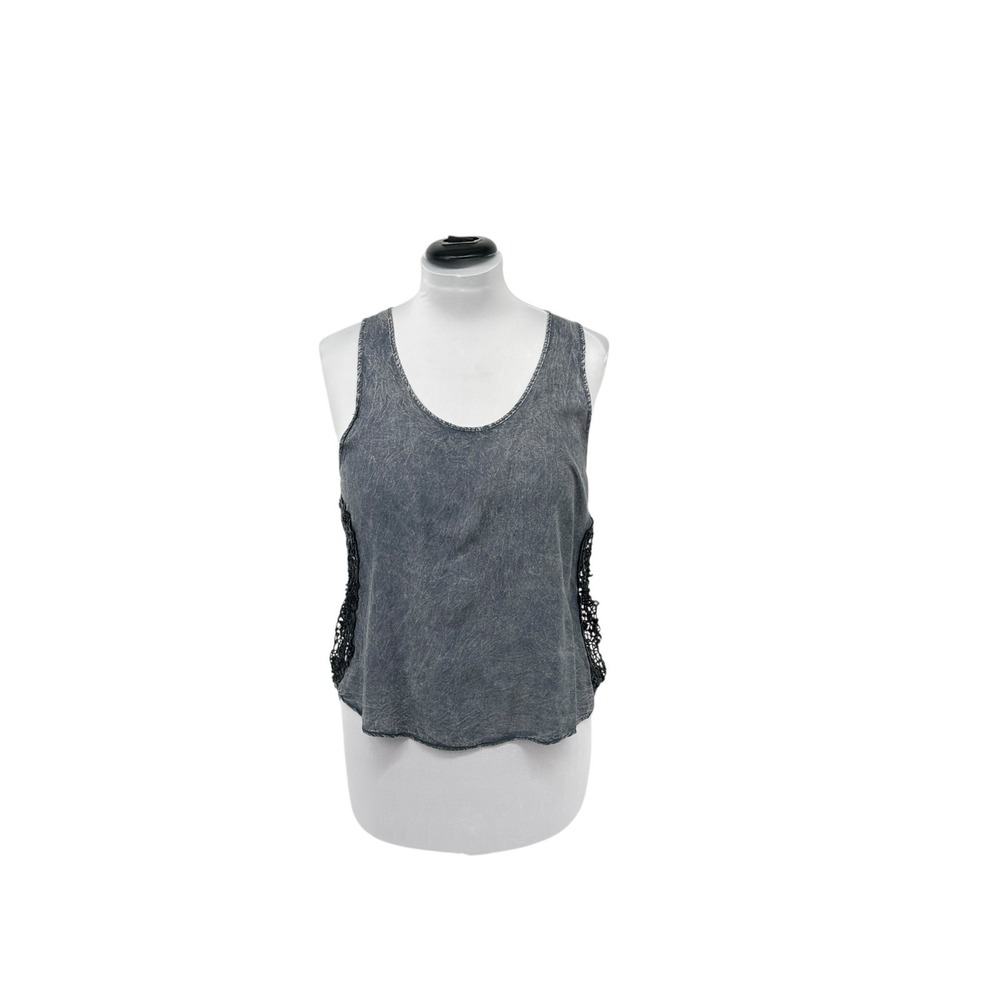 Harley-Davidson Crochet Skull Accent Tank Top Sleeveless Distressed Gray SZ‎ M